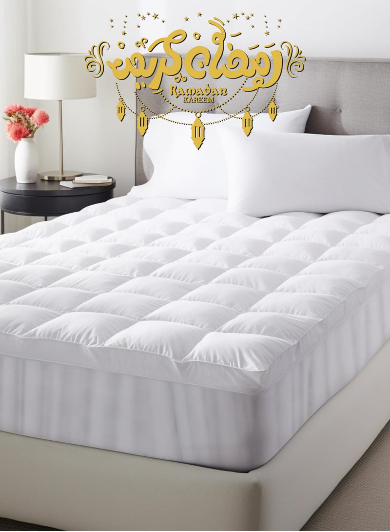 سيد المنسوجات المنزلية لباد مرتبة من الألياف الدقيقة، تناسب سرير مفرد بحجم 120 × 200 سم، بسمك 14 سم، مع جيب عميق 30 سم، حجم مفرد. - Image 1